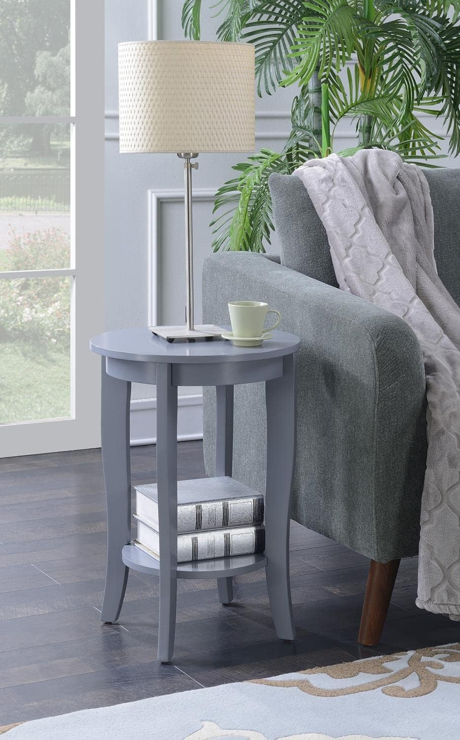 Elegant Mahogany Round End Table with Lower Shelf, 18"
