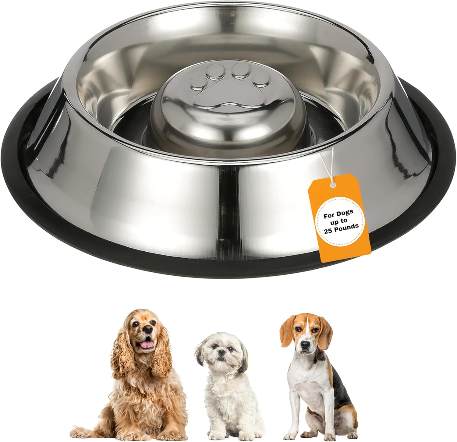 Neater Pets Stainless Steel Non-Tip Slow Feed Bowl - Improves Digestion, Stops Obesity, and Slows Down Eating, 1.5 Cup