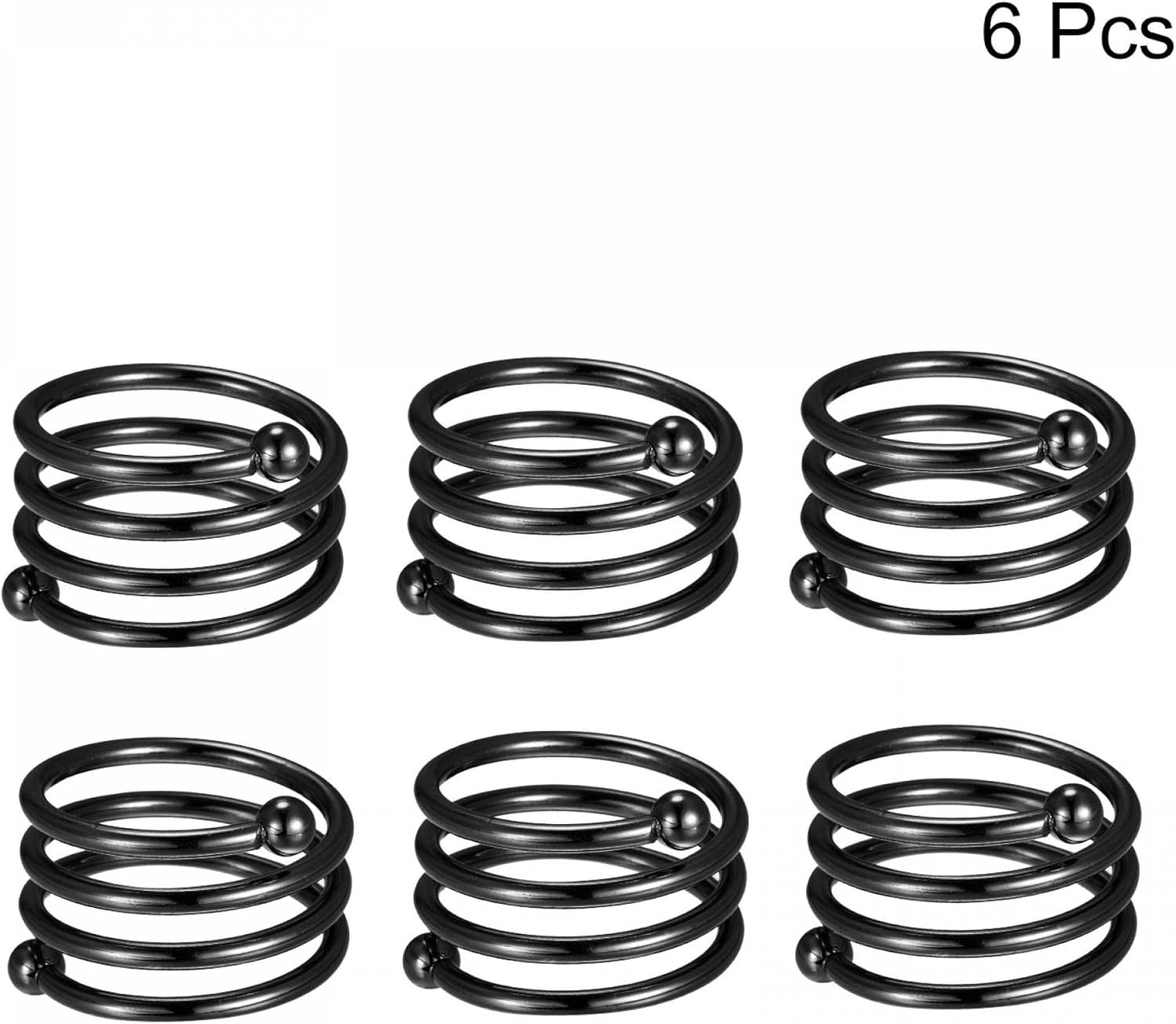 uxcell Metal Napkin Rings Set of 6, Spiral Napkin Ring Holder Buckle for Dining Table Decorations Wedding Birthday Holiday Party, Black