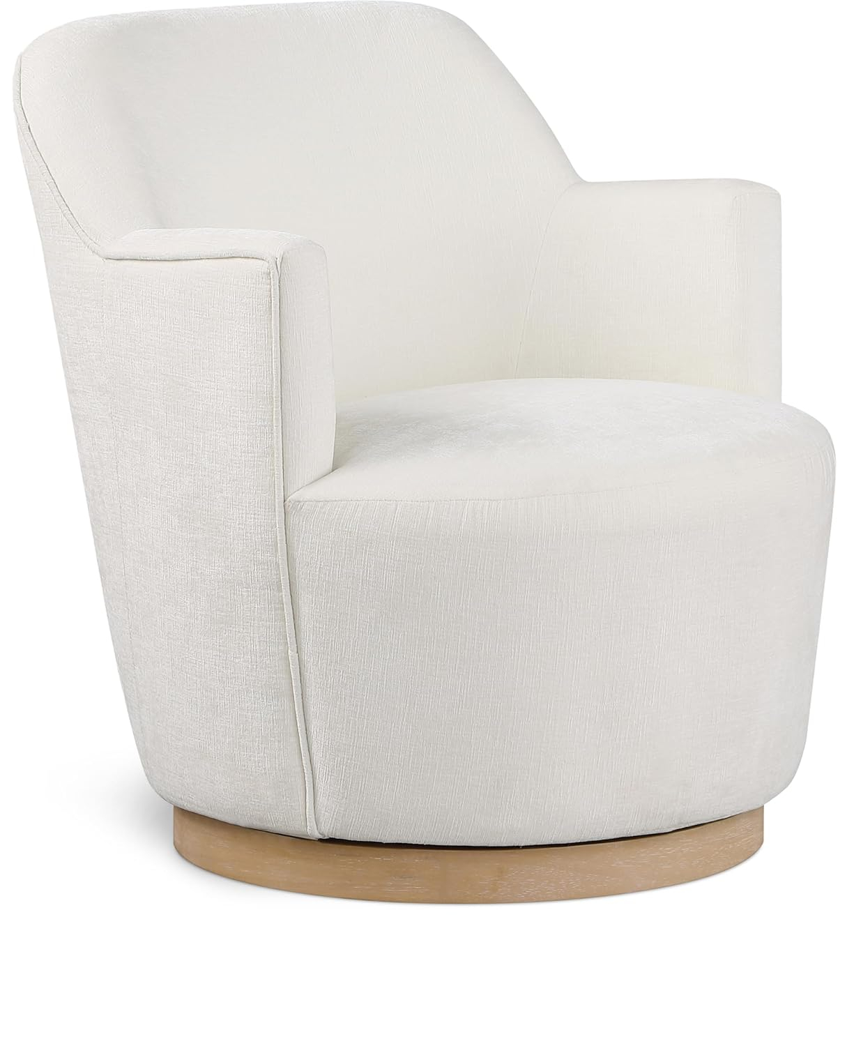 Meridian Furniture Clarita Cream Chenille Fabric Swivel Accent Chair