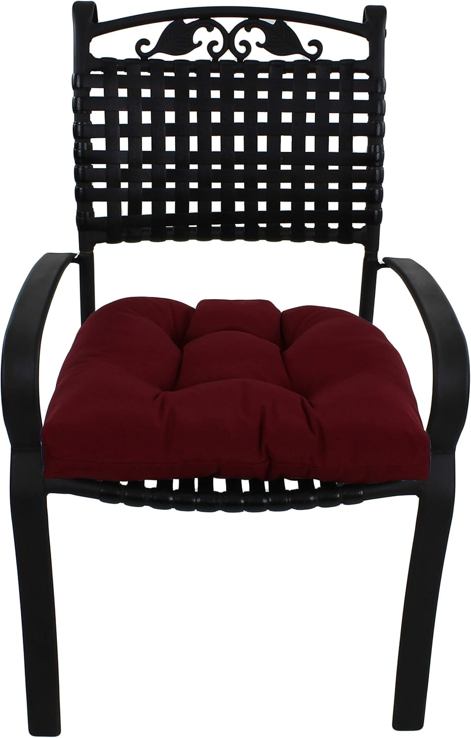 Everything Comfy Burgundy Indoor / Outdoor Seat Cushion Patio D Cushion 20" x 20", 2 Tie Backs