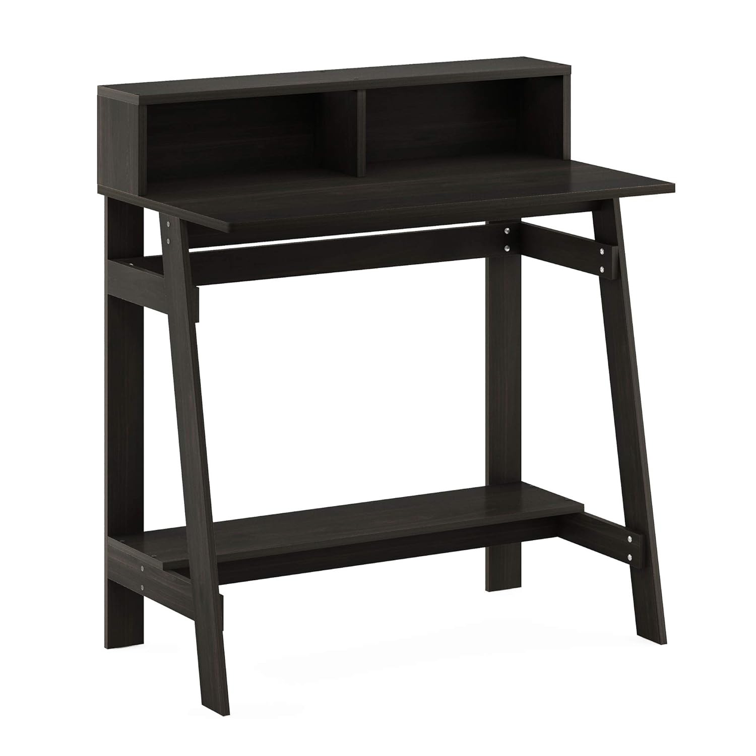 Espresso A-Frame Computer Desk with Hutch and Drawer