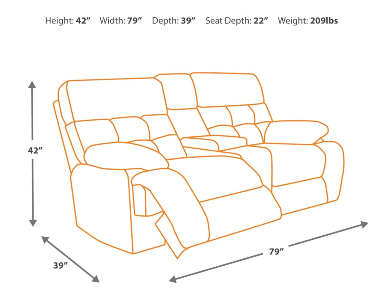 Ashley Furniture Acieona Microfiber Double Reclining Loveseat in Slate Gray