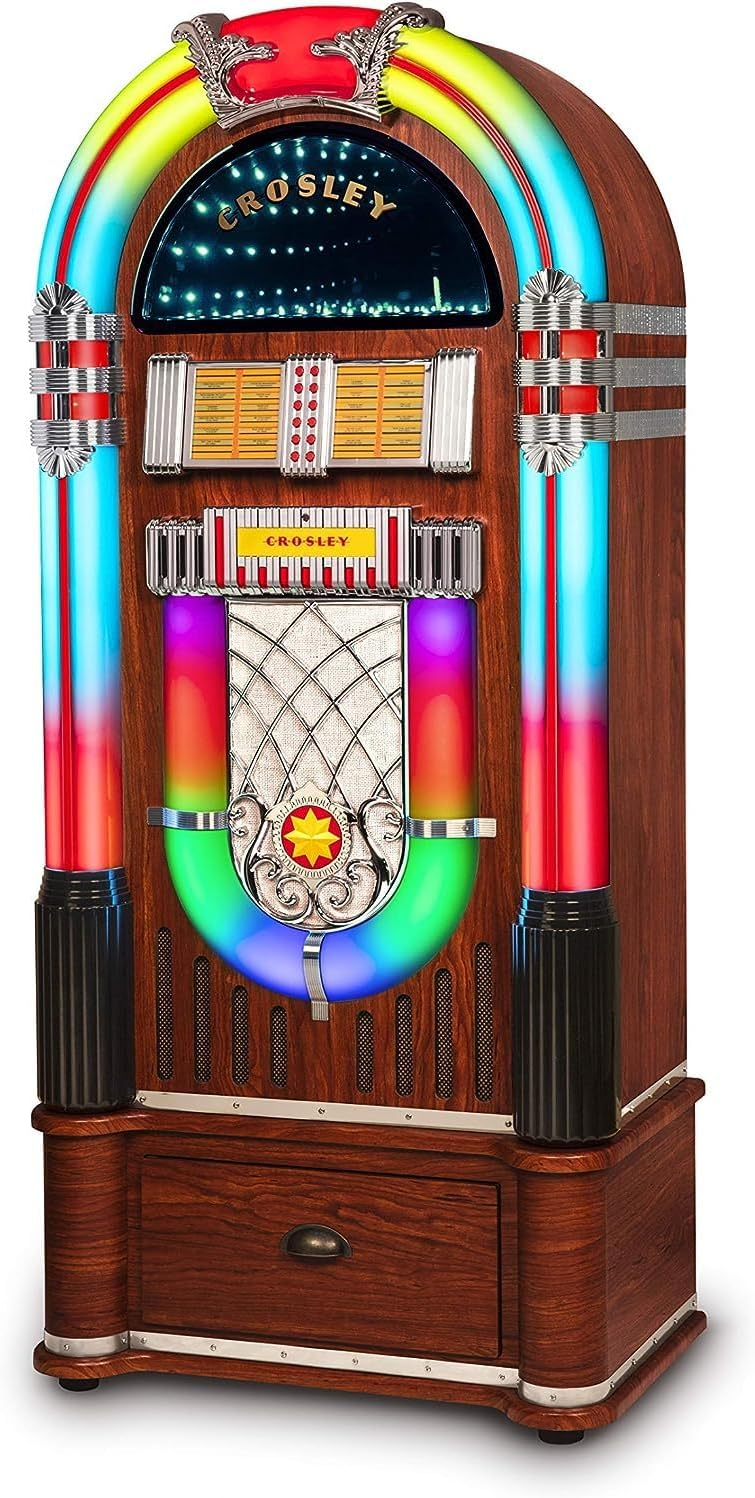 Walnut Bluetooth Jukebox with AM/FM Radio and CD Player