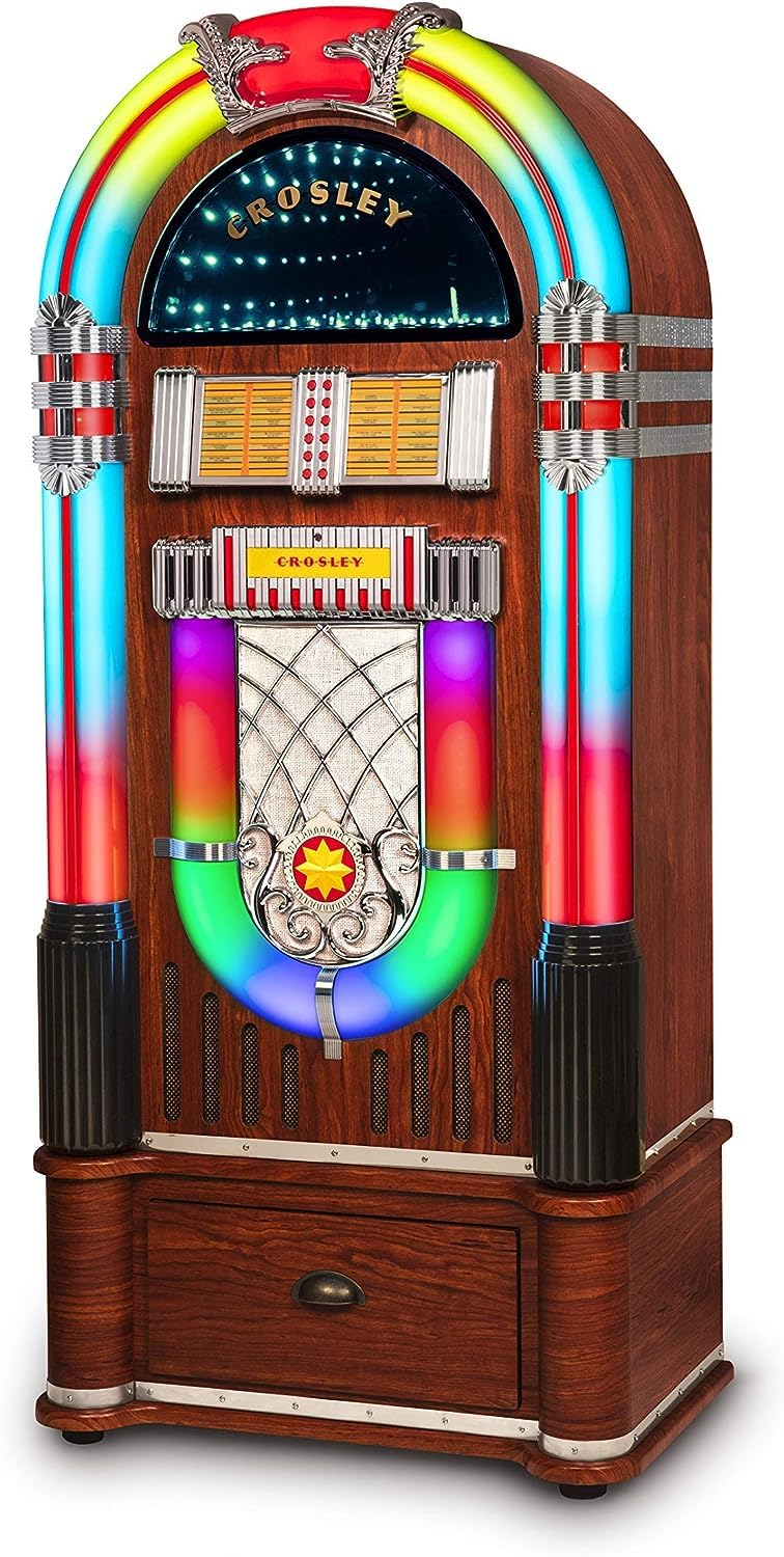 Walnut Bluetooth Jukebox with AM/FM Radio and CD Player