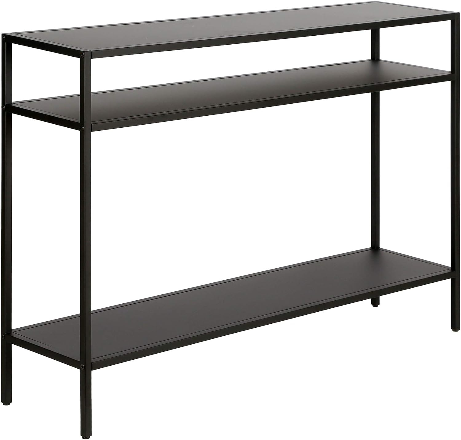 Evelyn&Zoe Ricardo 42" Wide Rectangular Console Table with Metal Shelves, Blackened Bronze