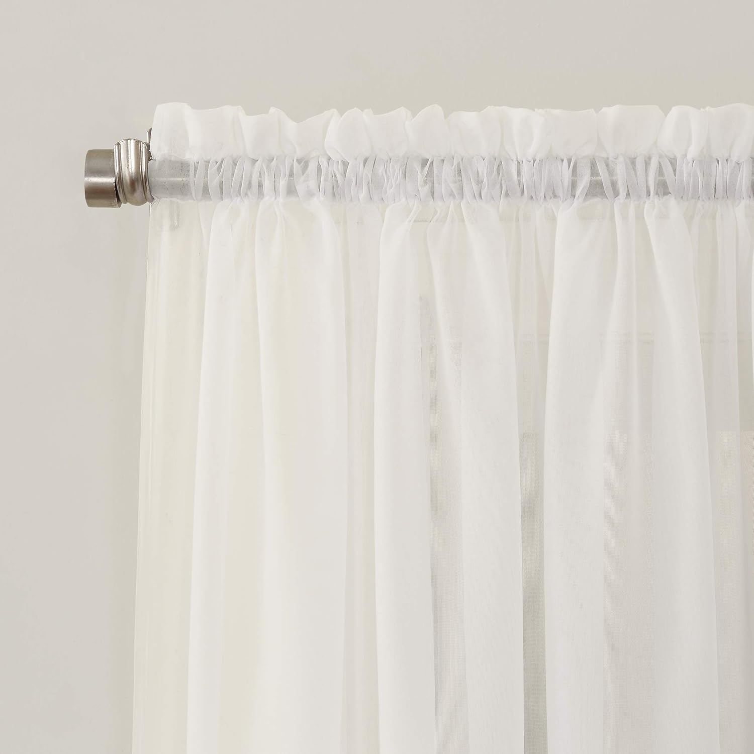 No. 918 Juliette Voile Sheer Rod Pocket Curtain Panel, 59" x 84", Eggshell