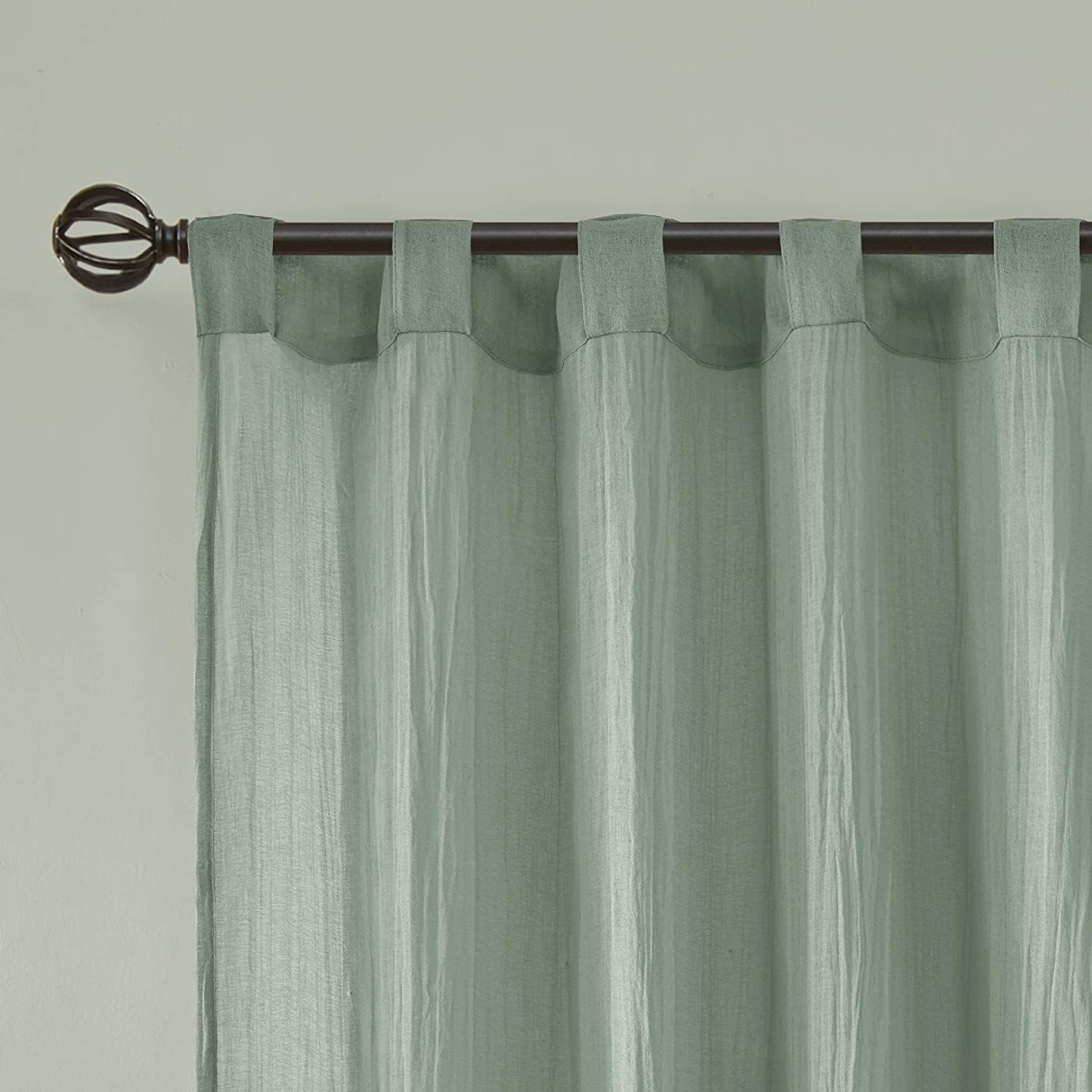 Aqua Sheer Polyester Ground Length Window Drapes, 2 Piece
