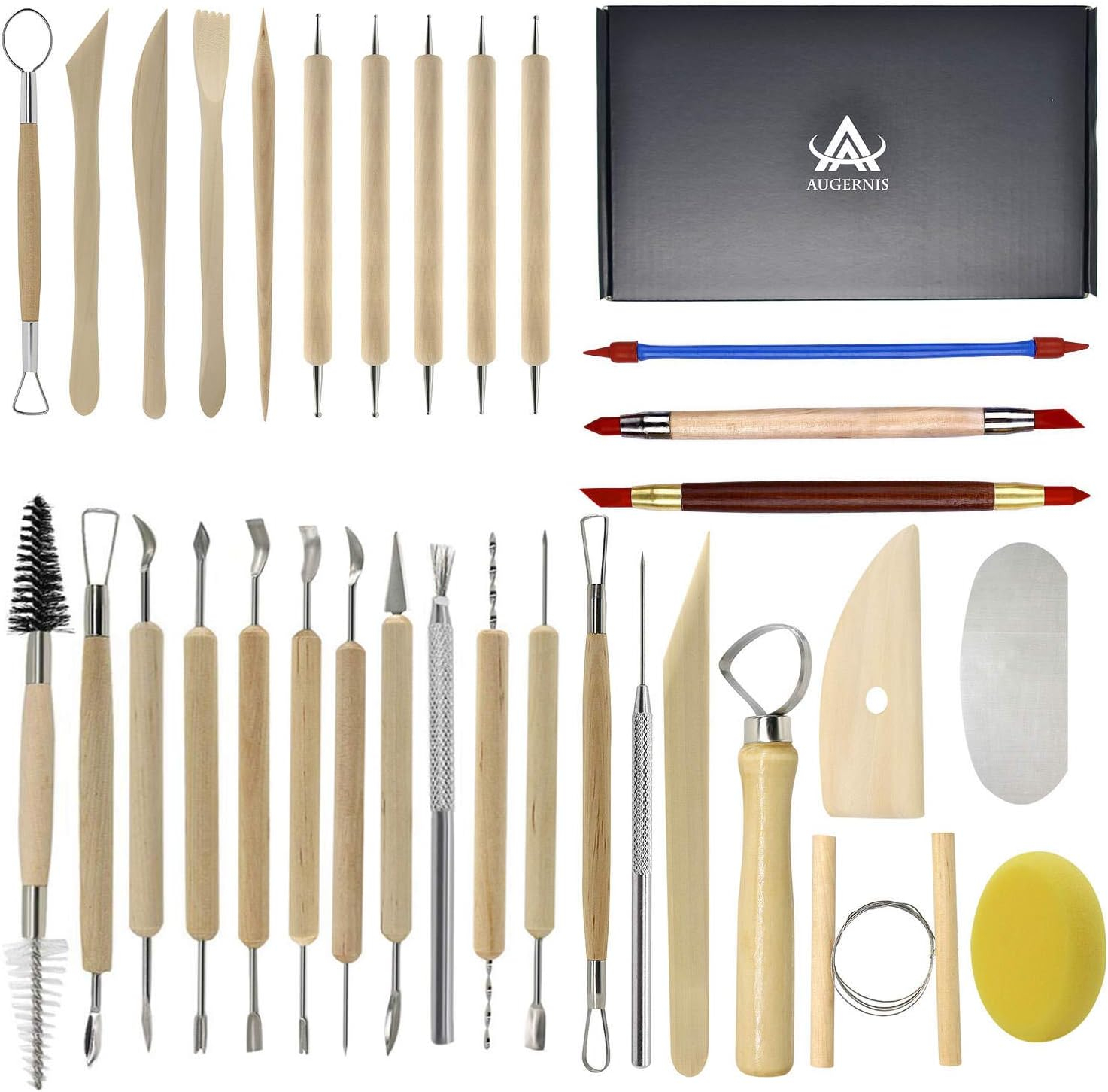 Pottery Sculpting Tools 32PCS Ceramic Clay Carving Tools Set for Beginners Expert Art Crafts Kid's After School Pottery Classes Club Children Students