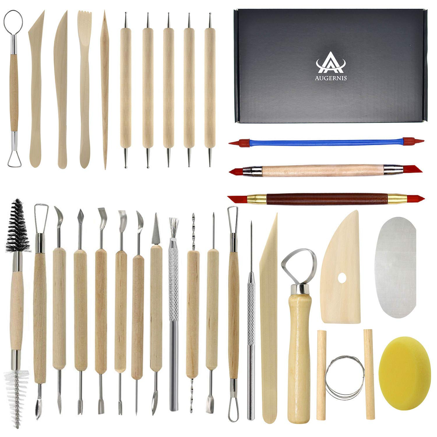Pottery Sculpting Tools 32PCS Ceramic Clay Carving Tools Set for Beginners Expert Art Crafts Kid's After School Pottery Classes Club Children Students