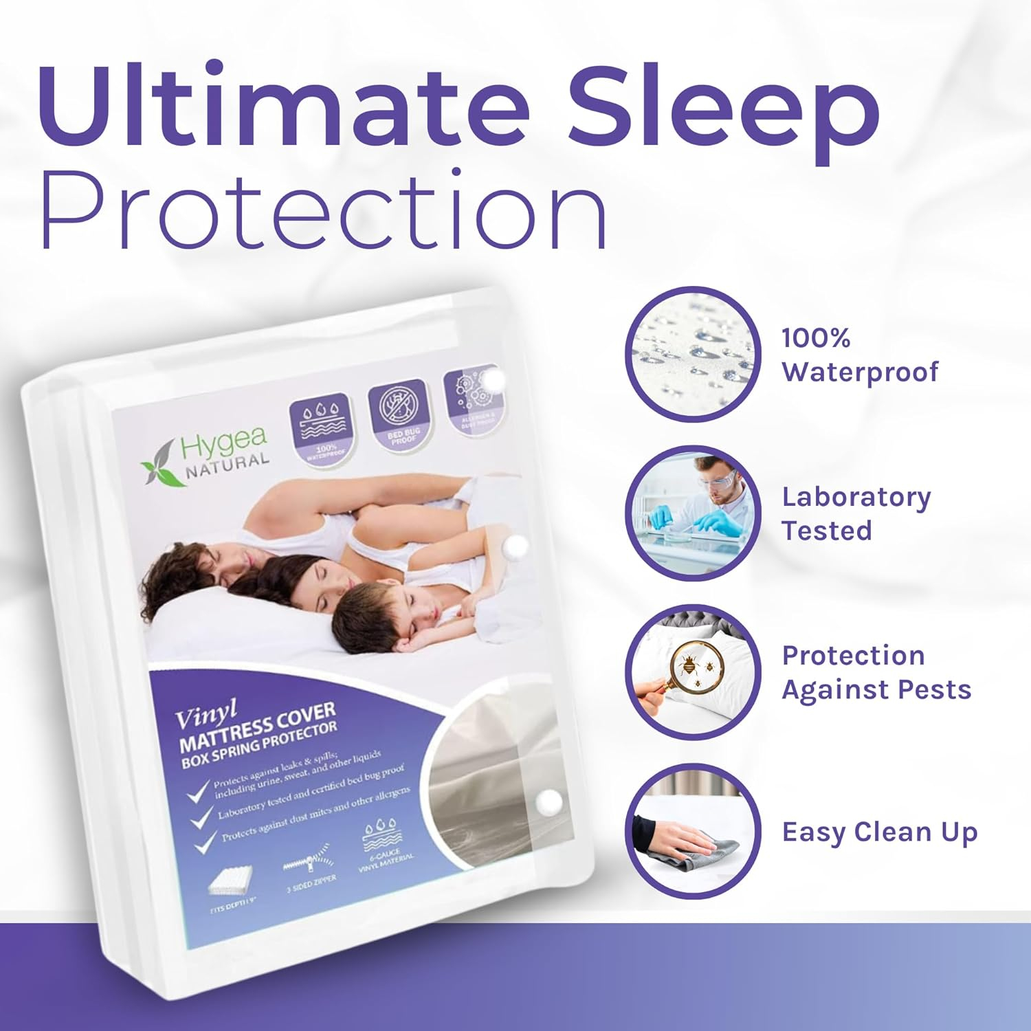 Natural Tear-Free Heavy Duty Vinyl Mattress Cover (Crib) - Waterproof, Anti-Bed Bug and Allergen-proof, Zippered Encasement - 28" x 52" x 6" Deep - Durable Protection for Hospitals & Homes
