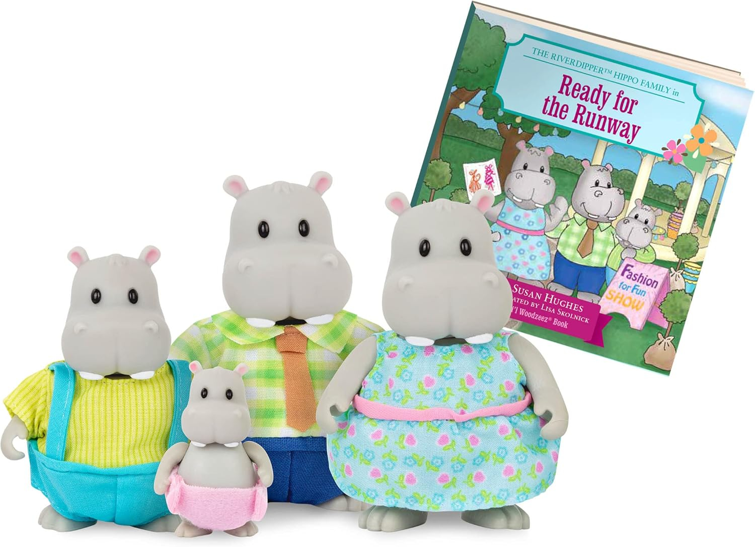 Li'l Woodzeez Miniature Animal Figurine Set - The River Dipper Hippo Family (62243463394): Adorable and Collectible Toy Set