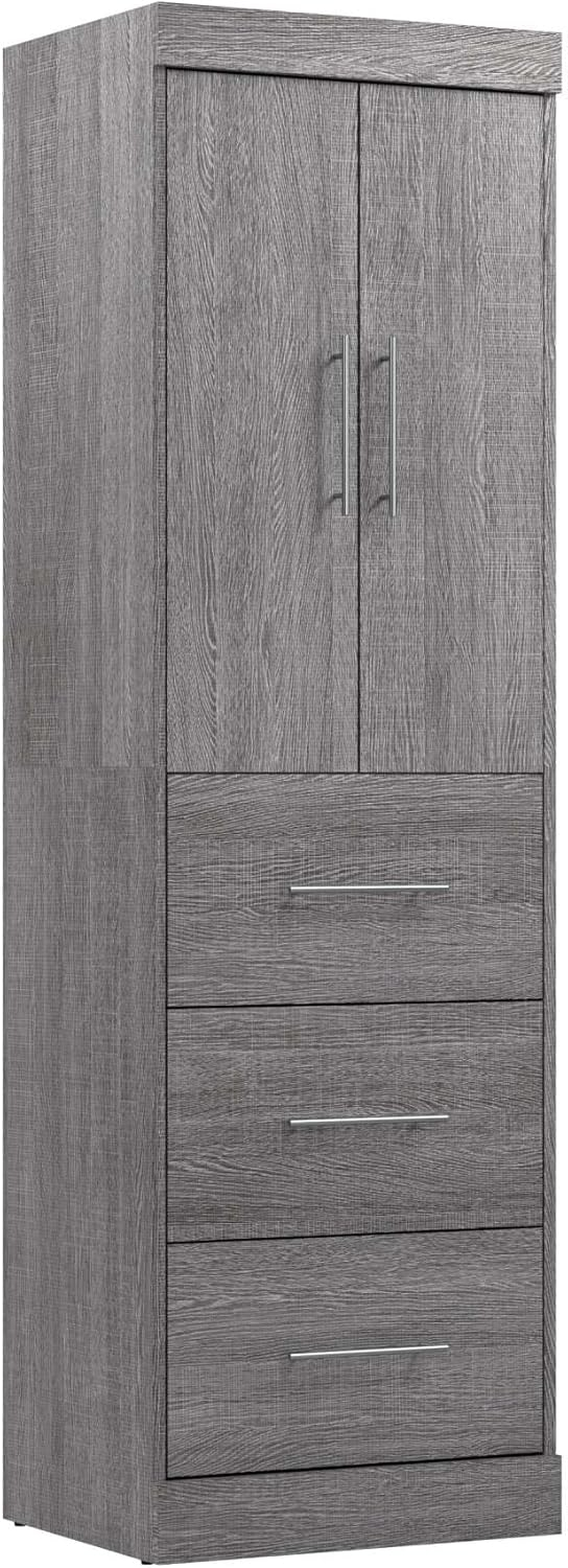 Bestar Nebula 25W Engineered Wood Storage Unit with 3 Drawer in Bark Gray