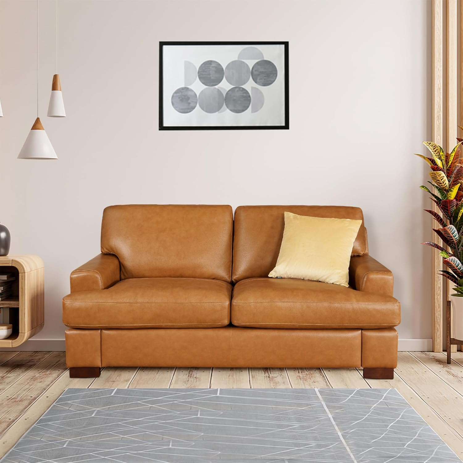 Naomi Home Genuine Sofa Set-Color:Tan,Style:Loveseat