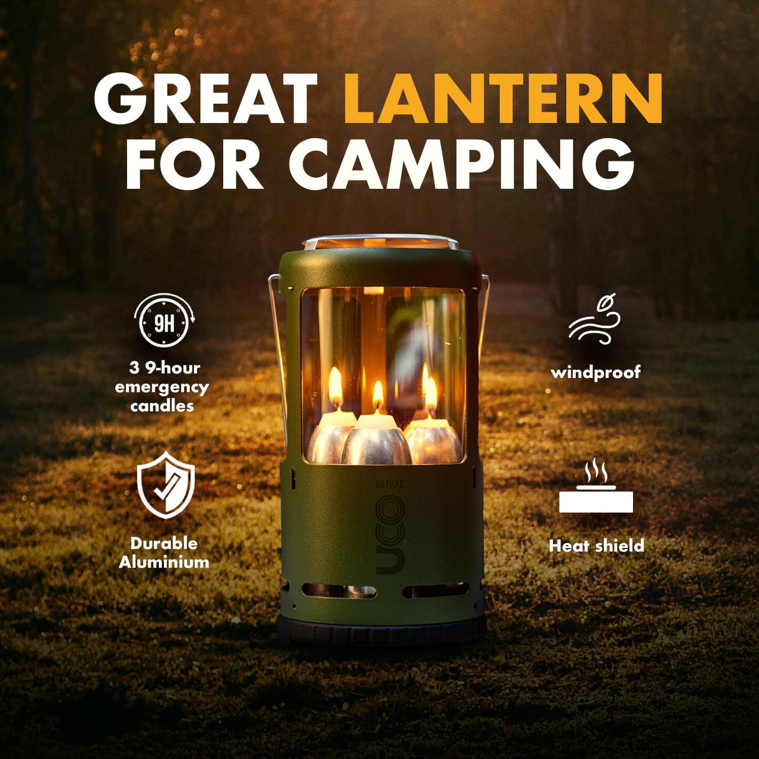 UCO Candlelier Candle Lantern, Powder Coated-Forest