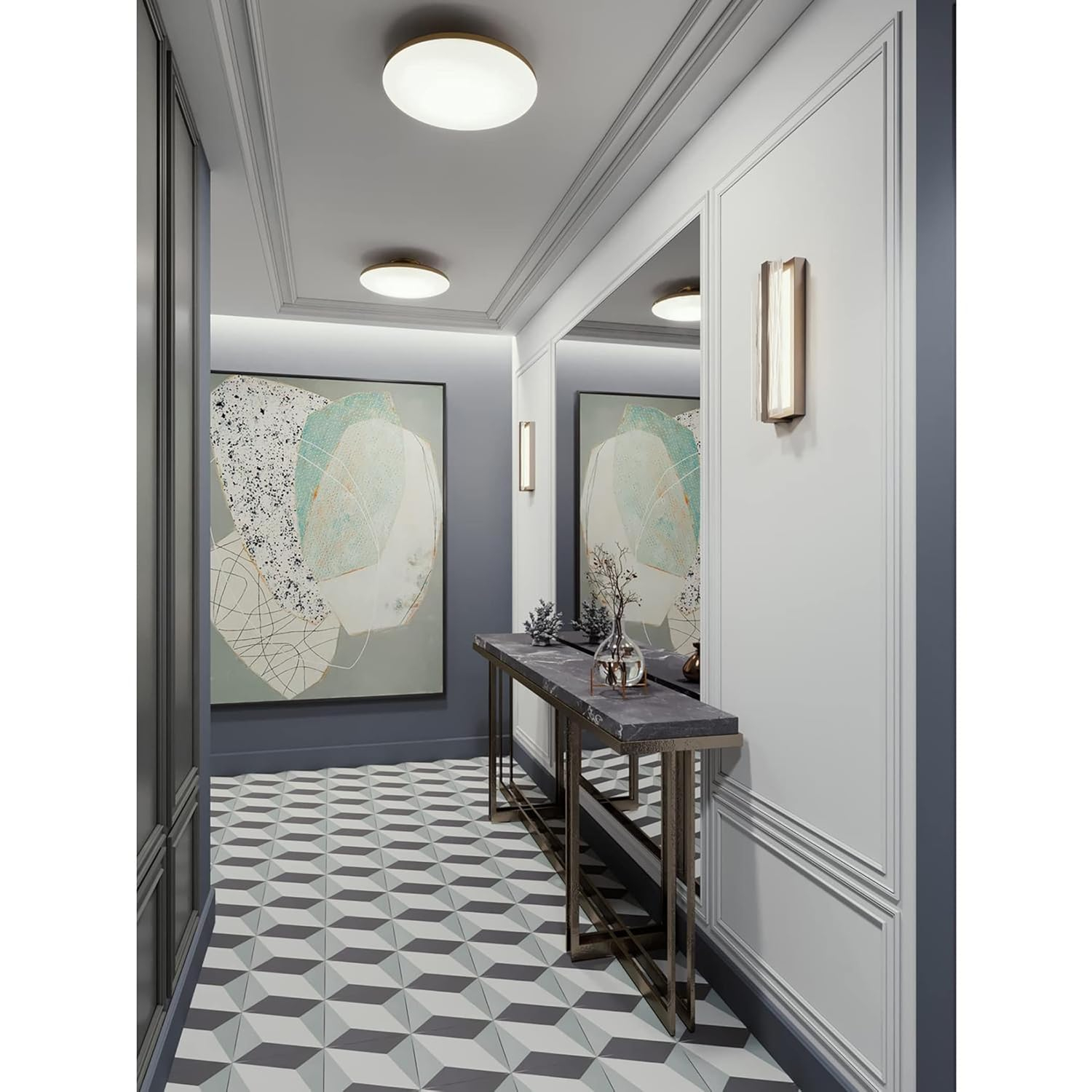 AFX Skye 19" Wide Round Satin Brass Modern LED Ceiling Light