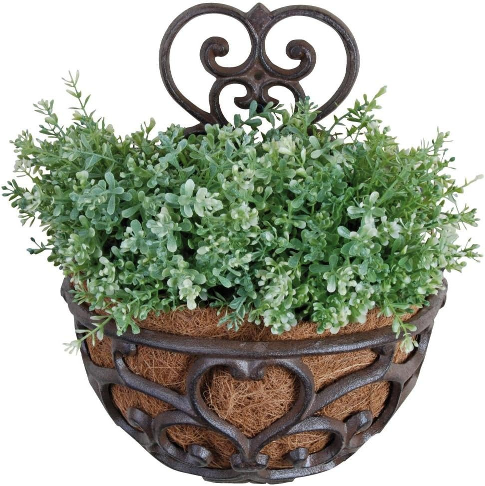 The Lakeside Collection Victorian Half-Round Wall Planter with Liner