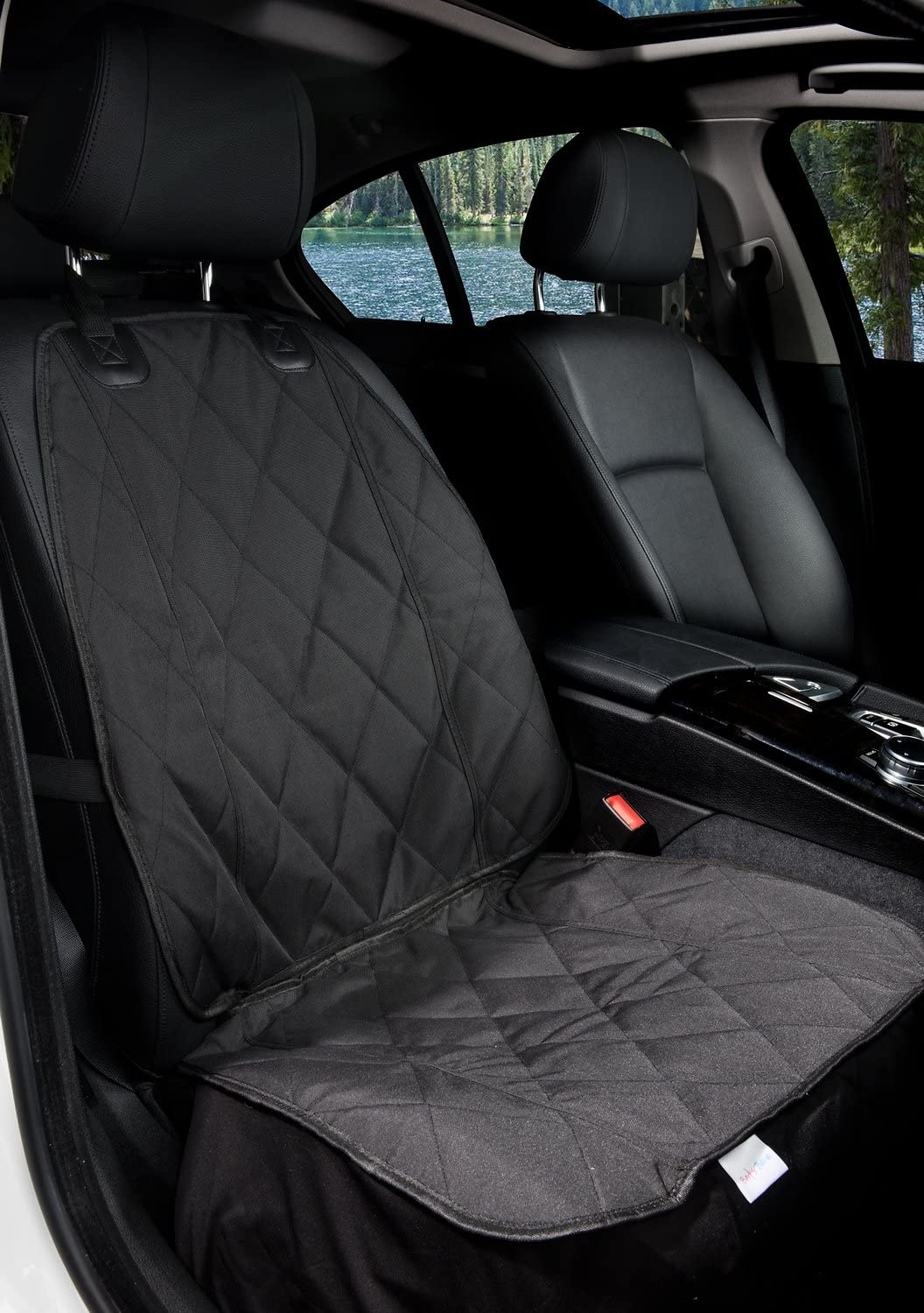 Dog Front Seat Cover, Waterproof s Car Seat Covers with One Dog Safety Belt Universal Size for Cars, Trucks  , Black