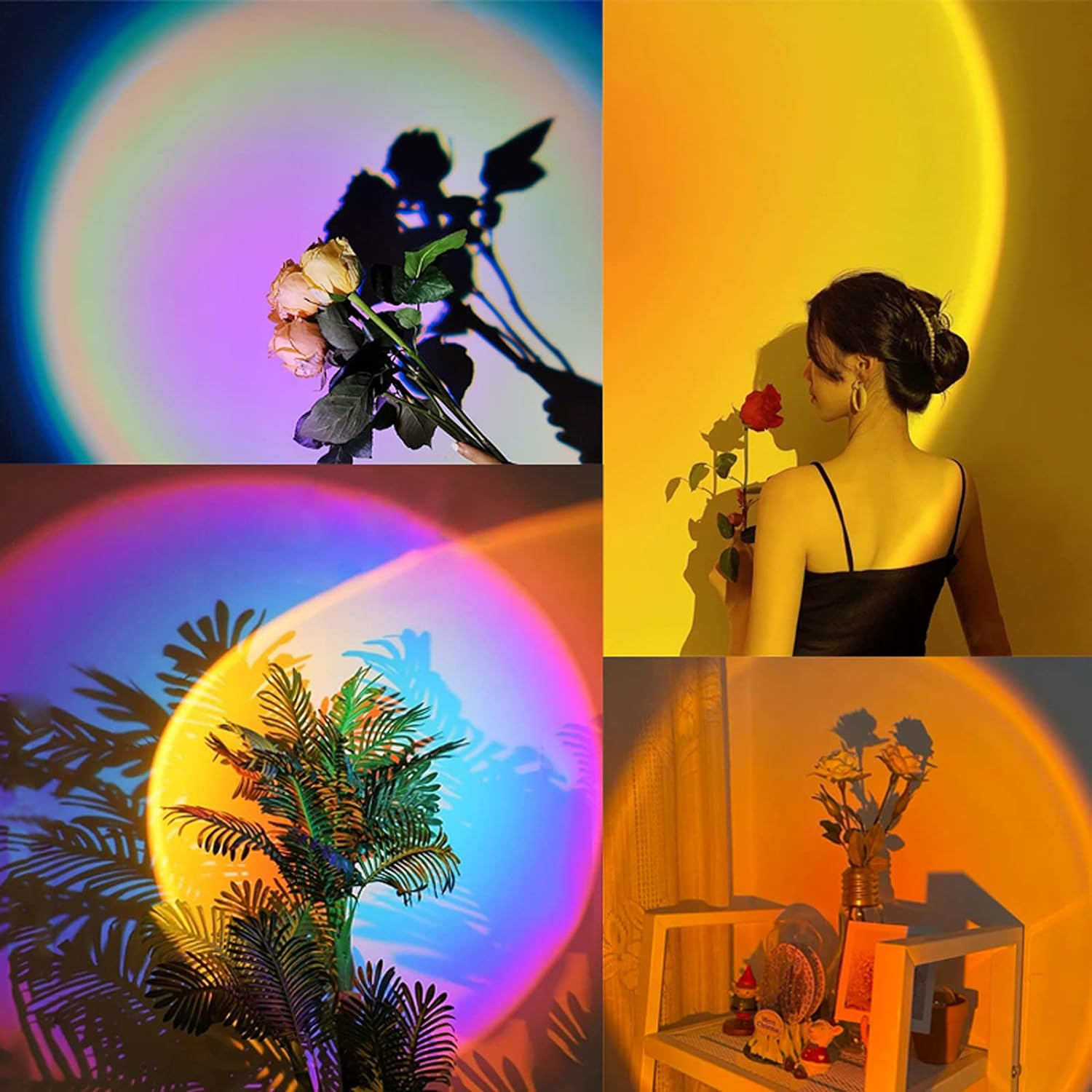 Sunset Lamp Night Light - 16 Colors & 4 Modes Sunset Projection Lamp with Remote, Color Changing Rainbow Sunlight Lamp, Romantic Visual Led Light Projector for Photography Room Decor