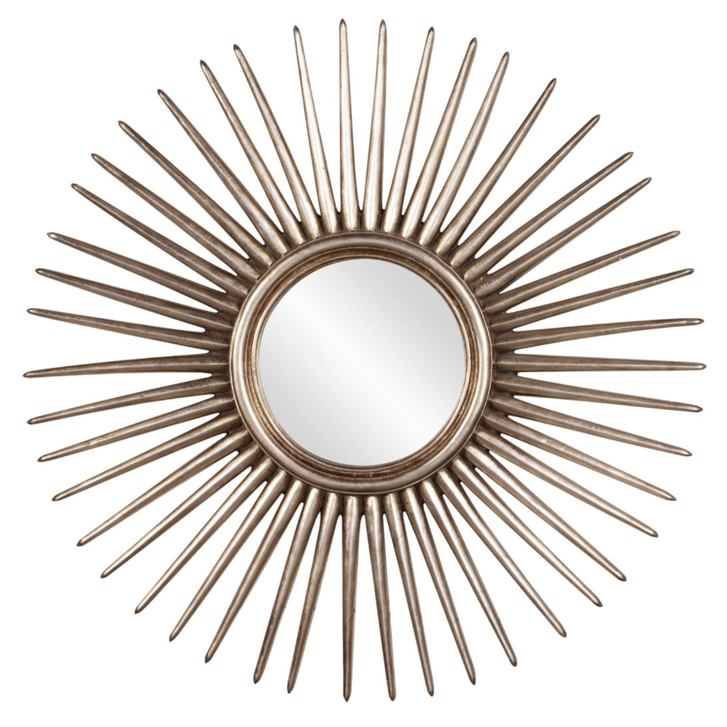 Silver Leaf Sunburst Round Wall Mirror