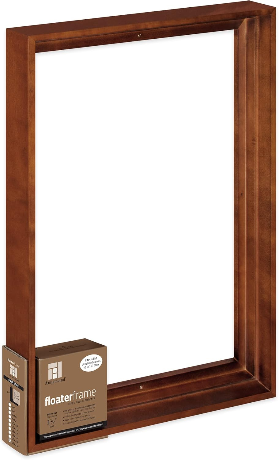 Ampersand Floater Frame - Bold, Walnut, 18" x 24", 1-1/2"