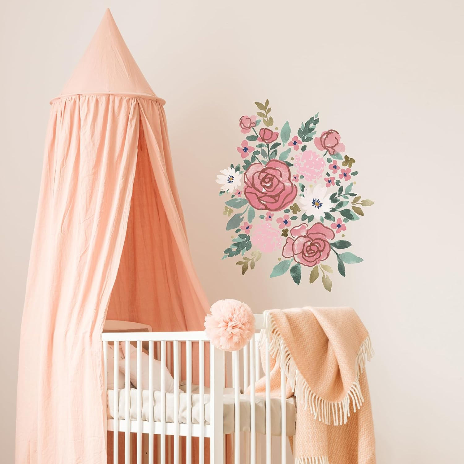 Floral & Gold Pink Peel and Stick Wall Decals by RoomMates, RMK5530GM
