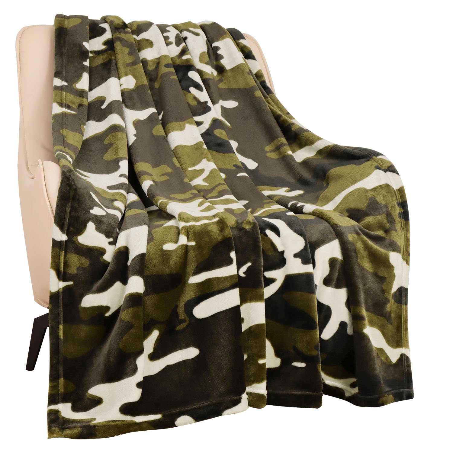 HommomH 60" x 80" Army Blanket Throw Soldier Comfort Warmth Soft Cozy Air Conditioning Easy Care Machine Wash Camouflage