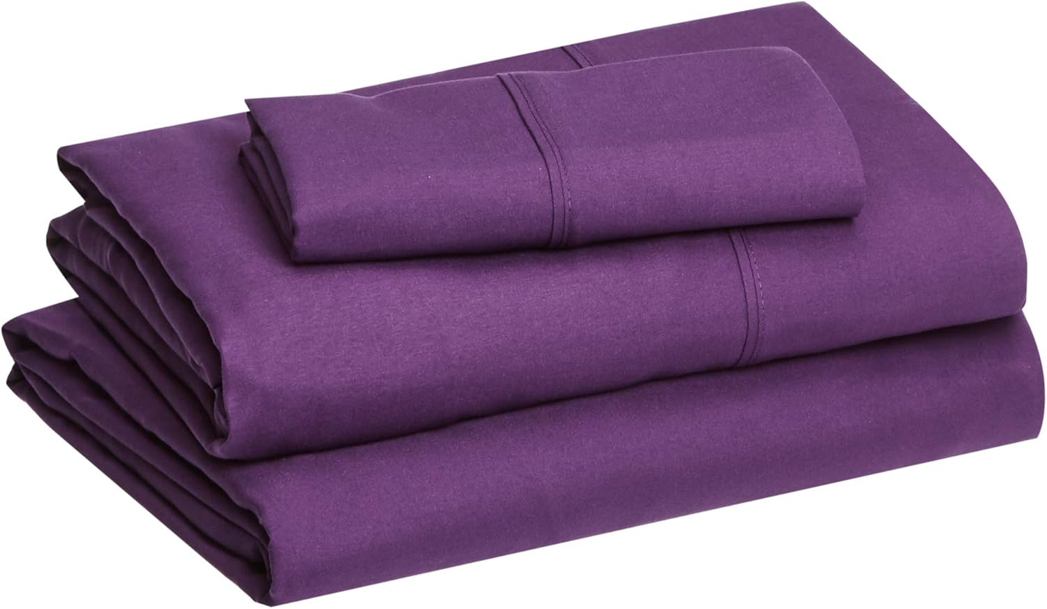 Amazon Basics Lightweight Super Soft Easy Care Microfiber 3-Piece Bed Sheet Set with 14-Inch Deep Pockets, Twin, Plum, Solid