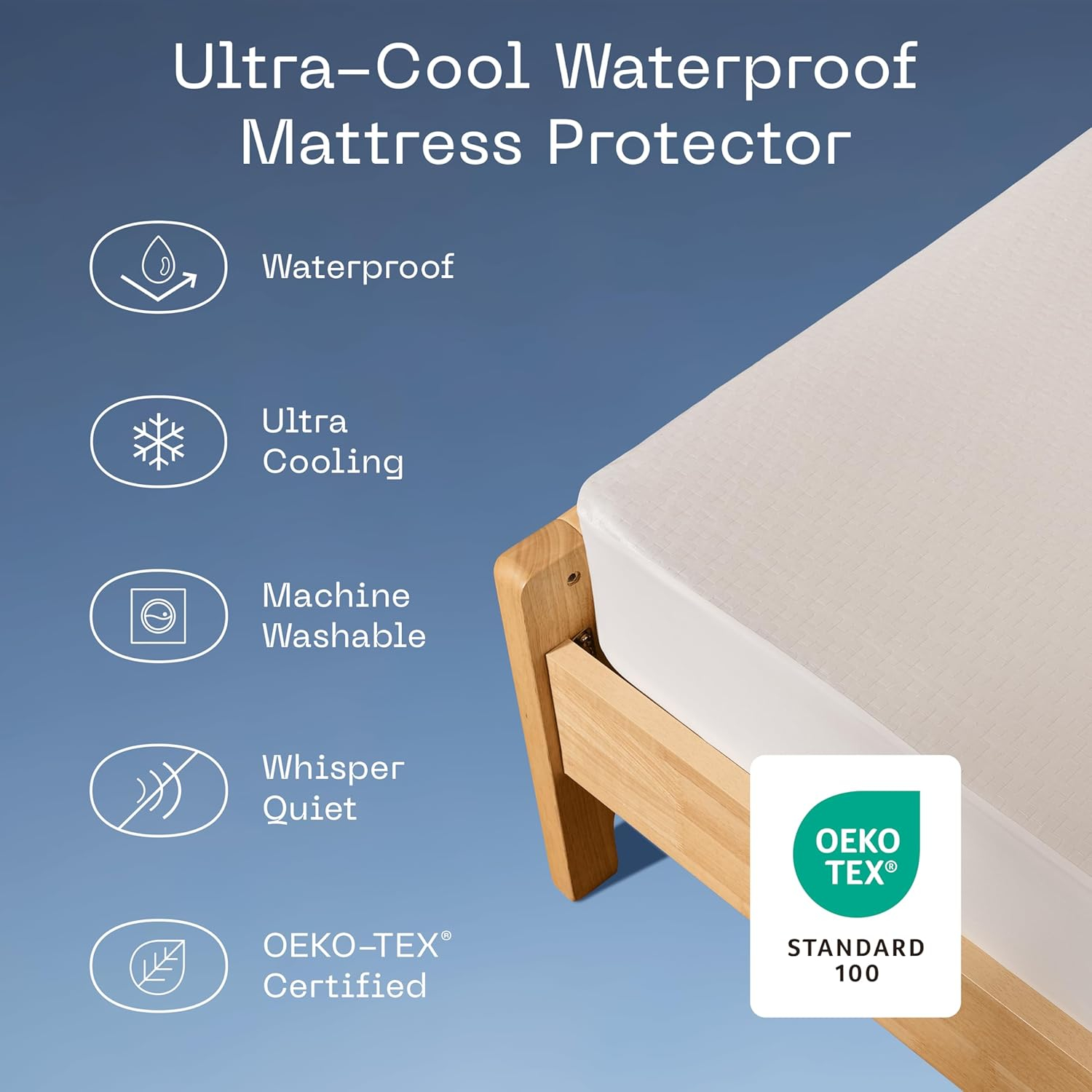 Coop Home Goods Ultra-Cool Waterproof Mattress Protector, King, Cooling Mattress Protector, Machine Washable Cooling Bed Cover, Whisper Quiet Waterproof Bed Cover, King (78x80)