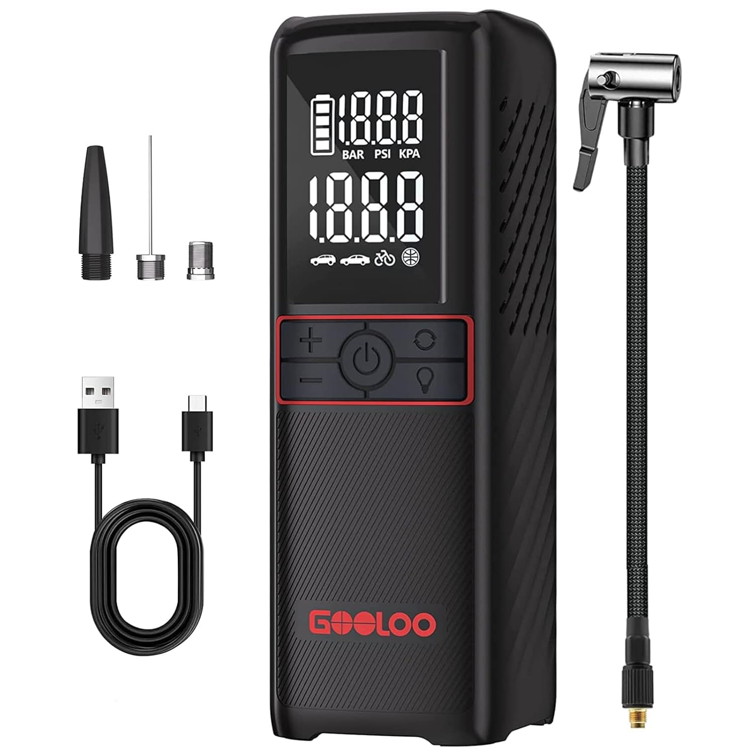 Black Cordless Electric Air Compressor with LED Display