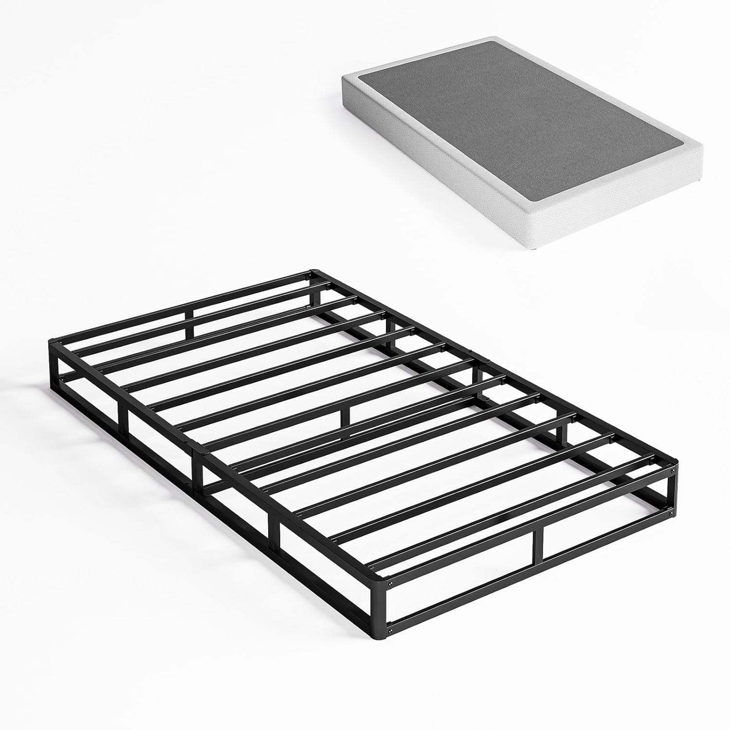 7 in. H Twin Box Spring, Heavy-Duty Metal Structure with Fabric Cover, Easy Assembly, Mattress Foundation