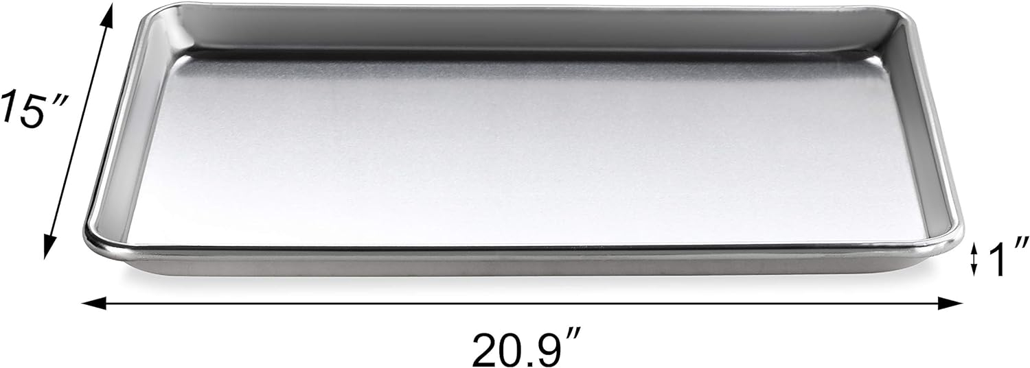 New Star Foodservice 36893 Commercial 18-Gauge Aluminum Sheet Pan, 15 x 21 x 1 inch (Two Thirds size)