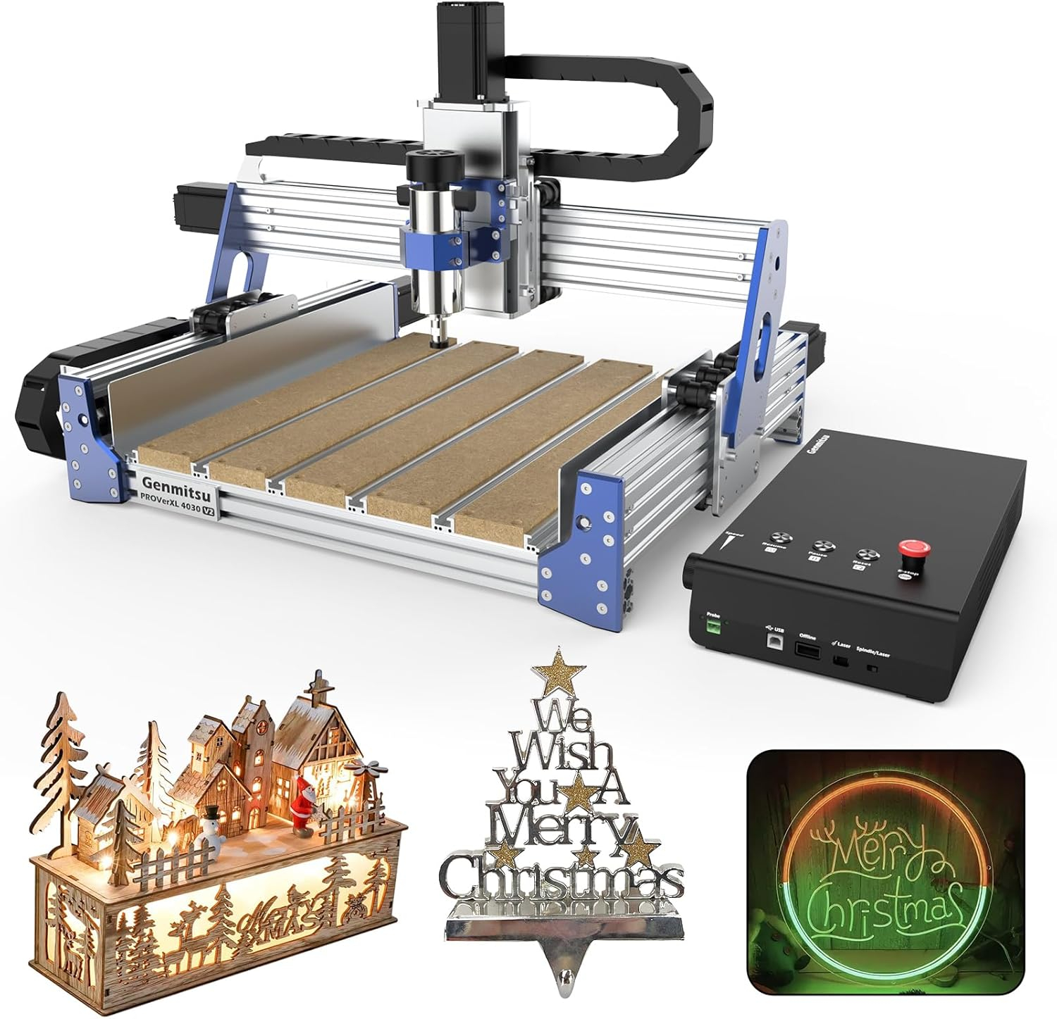 Genmitsu CNC Router Machine PROVerXL 4030 V2, Fast Speed for Wood Metal Acrylic PCB MDF, Upgrade 3 Axis Engraving Machine with Closed-Loop Motor and Ball Screw