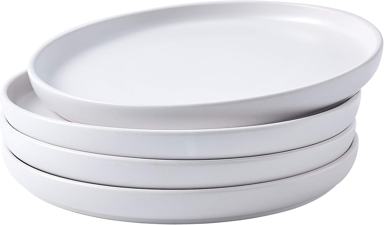 Bruntmor Set of 4 Elegant Matte 11" Round Ceramic Dinner Plates, White