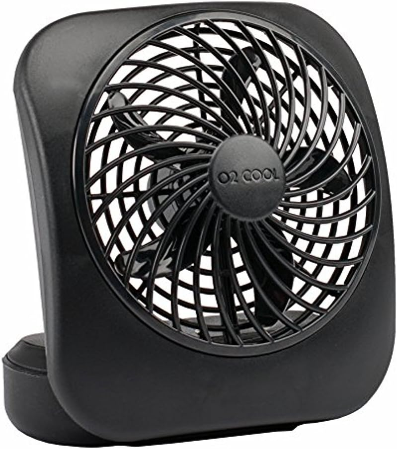 Treva 5 inch Portable Battery Powered 2 Speed Personal Desktop Fan, Black