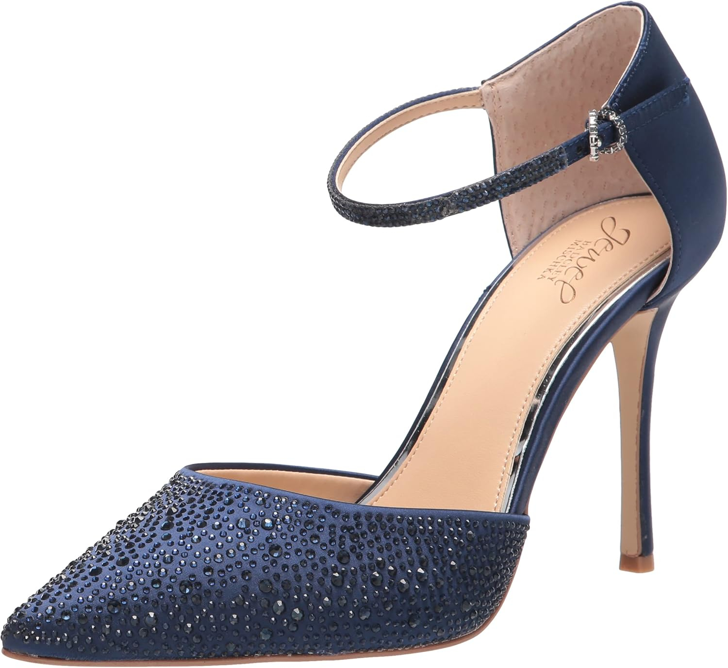 Jewel Badgley Mischka Womens Jailene Pump 7 Navy Satin