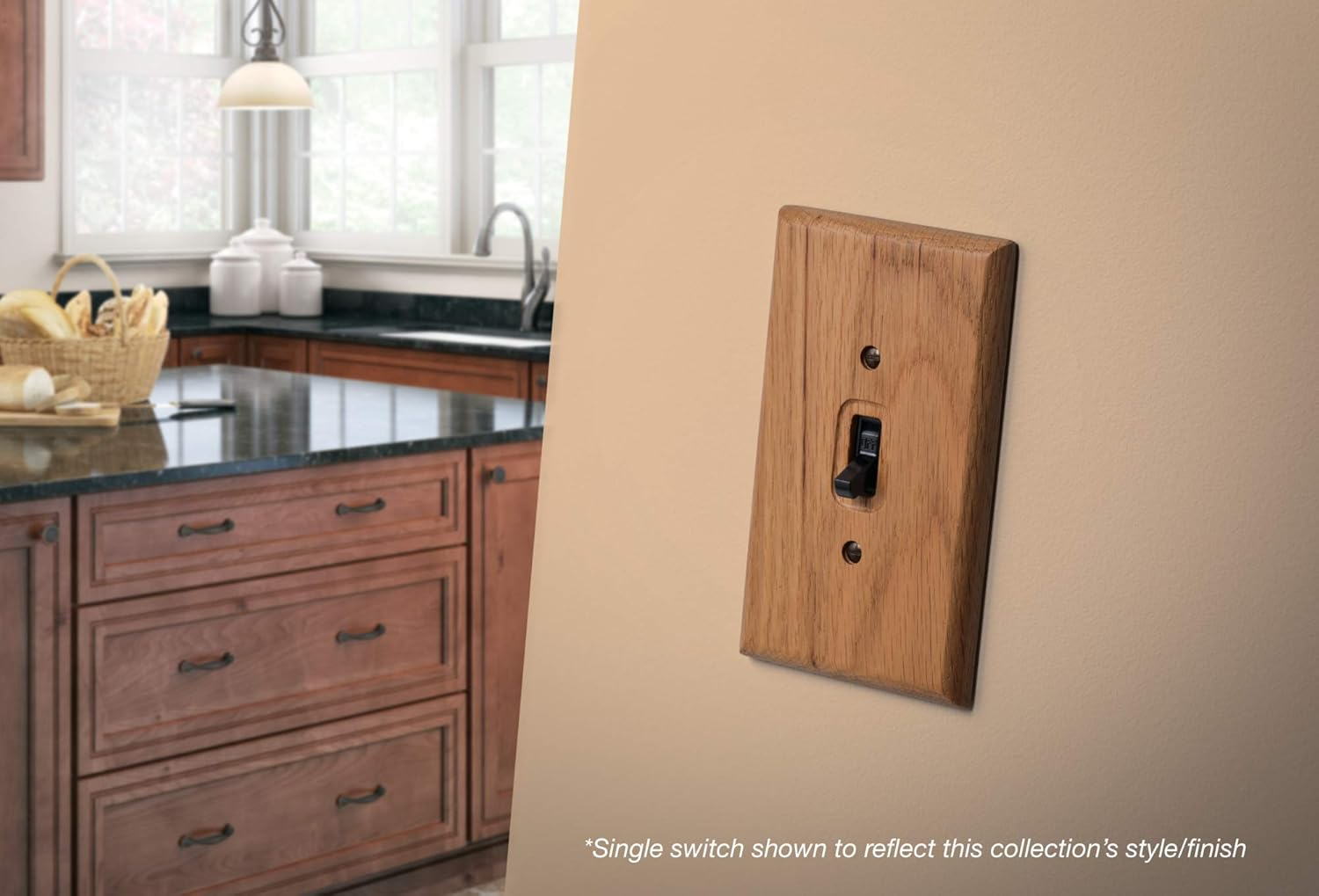 Unfinished Light Brown Wooden Triple Toggle Switch Plate