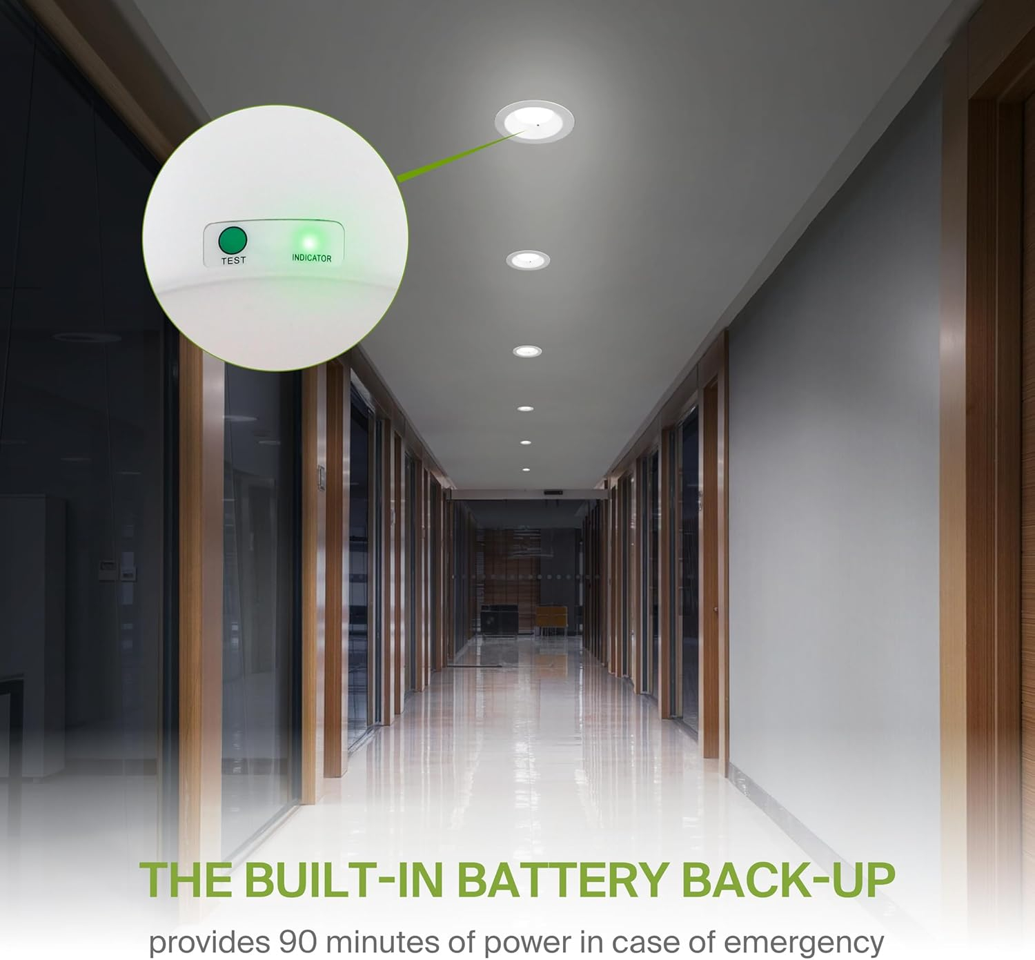 ASD Commercial LED Downlight 8 Inch with Emergency Battery Backup 15W, Power Adjustable Downlights 16/22/26/30/35W, Canless Recessed Lighting 120-277V, 5 CCT 2700K-5000K, Dimmable, IC Rated, White ETL
