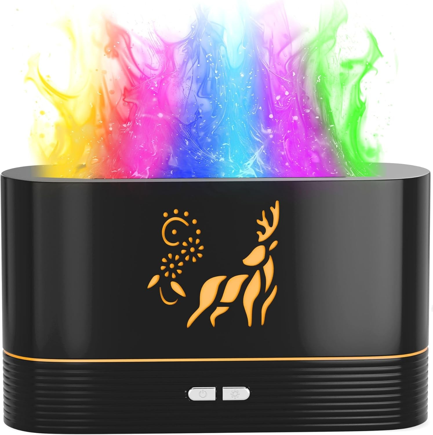 NABSAK 7 Colors Flame Diffuser Humidifier, Quiet Remotely Controlled – Black