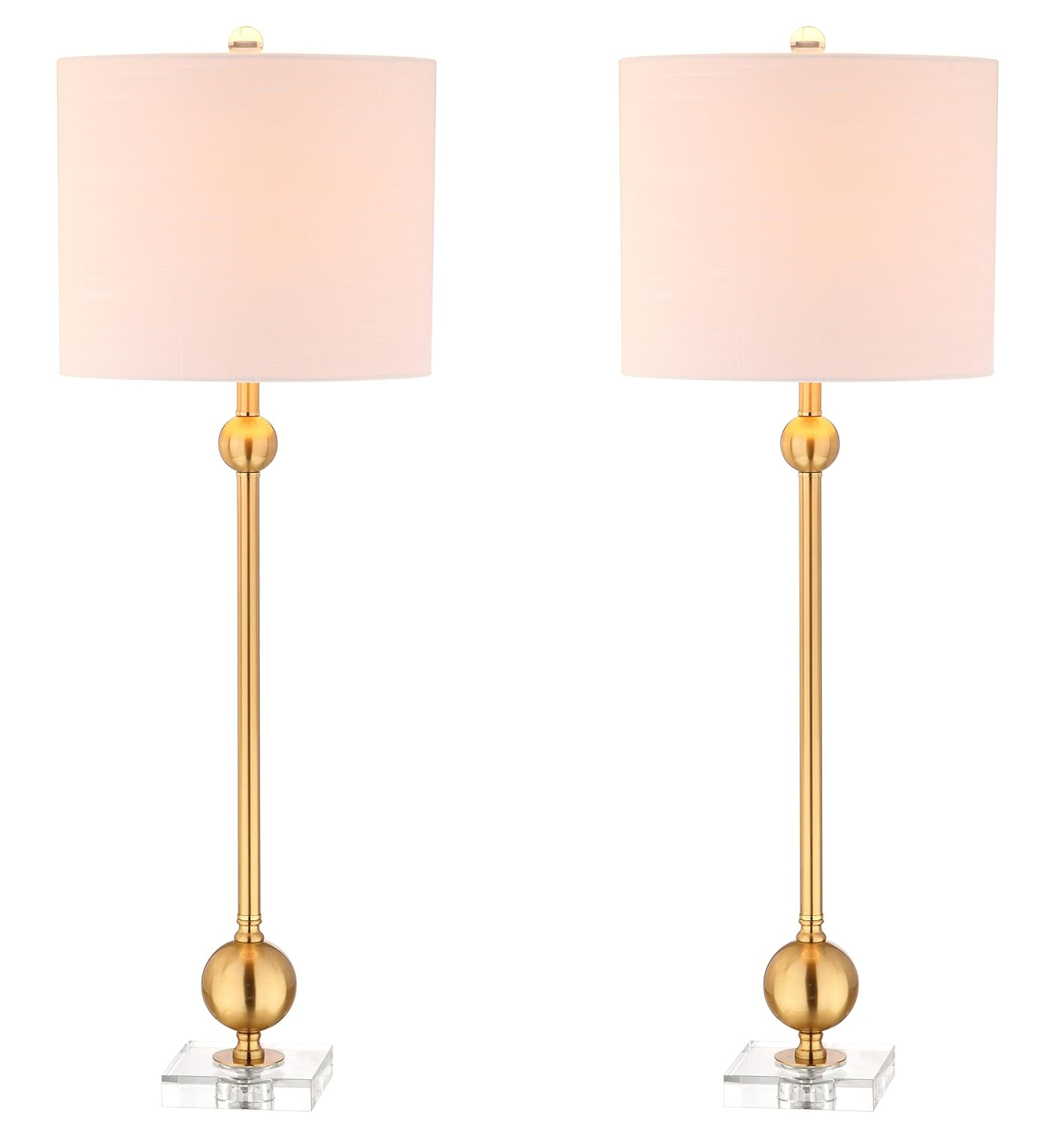 JONATHAN Y JYL2010A-SET2 Set of 2 Table Lamps Hollis 34" Metal LED Table Lamp Modern Contemporary Glam Bedside Desk Nightstand Lamp for Bedroom Living Room Office College Bookcase, Brass