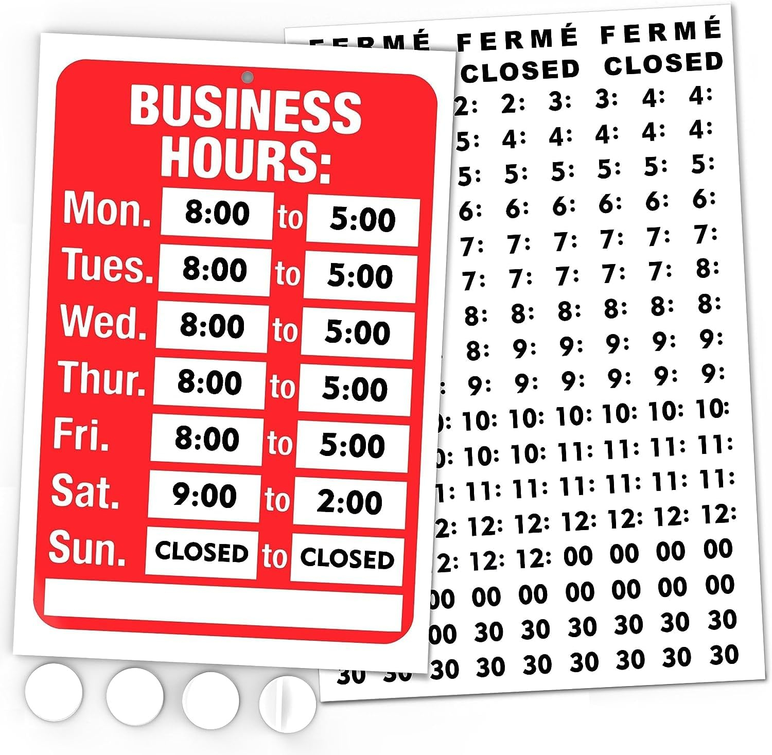 Assured Signs Store Hours Open Sign | 7.7 by 11.7" Business Hours Sign | Red & White Plastic