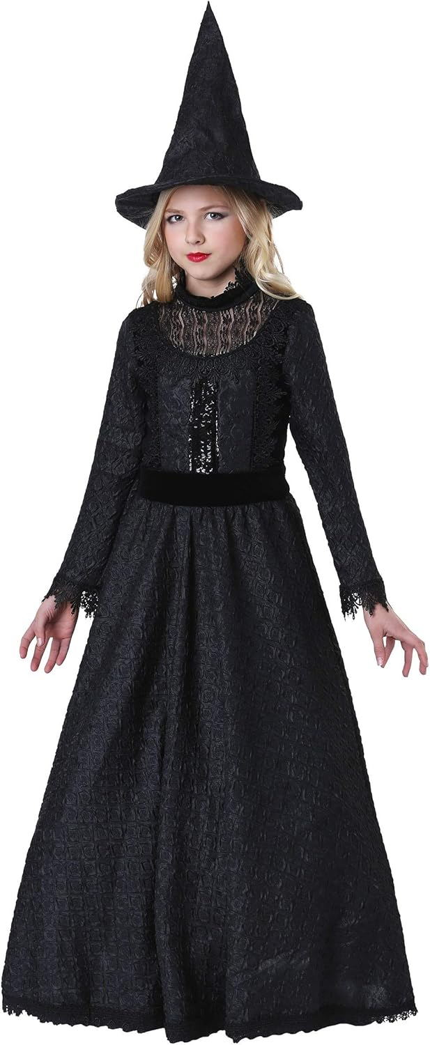 HalloweenCostumes.com Large Girl Deluxe Dark Witch Costume for Girls, Black