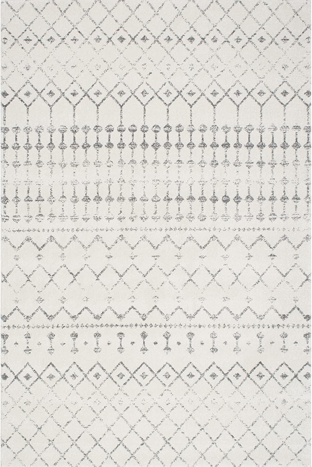 nuLOOM 8 Square Moroccan Blythe Area Rug, Grey, Faded Bohemian Design, Stain Resistant, For Bedroom, Dining Room, Living Room, Hallway, Office, Kitchen, Entryway