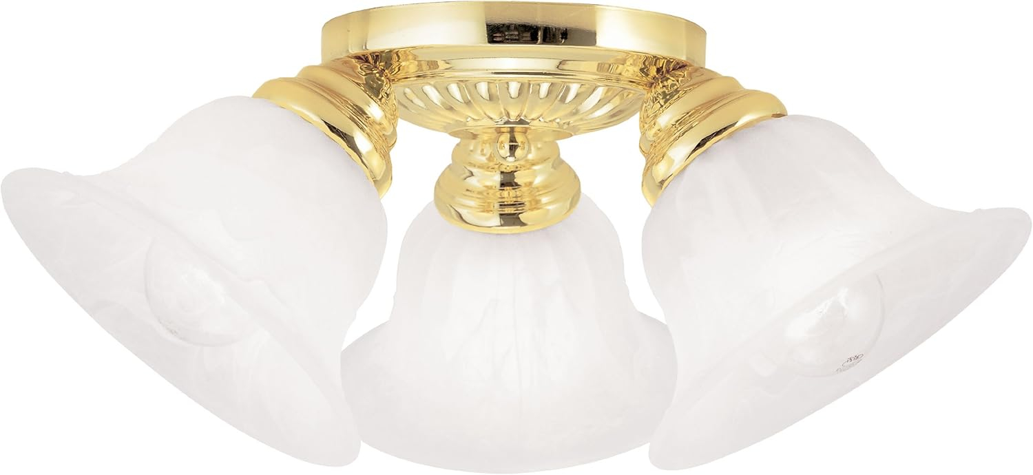 Livex Lighting Edgemont 3 - Light Flush Mount in  Polished Brass