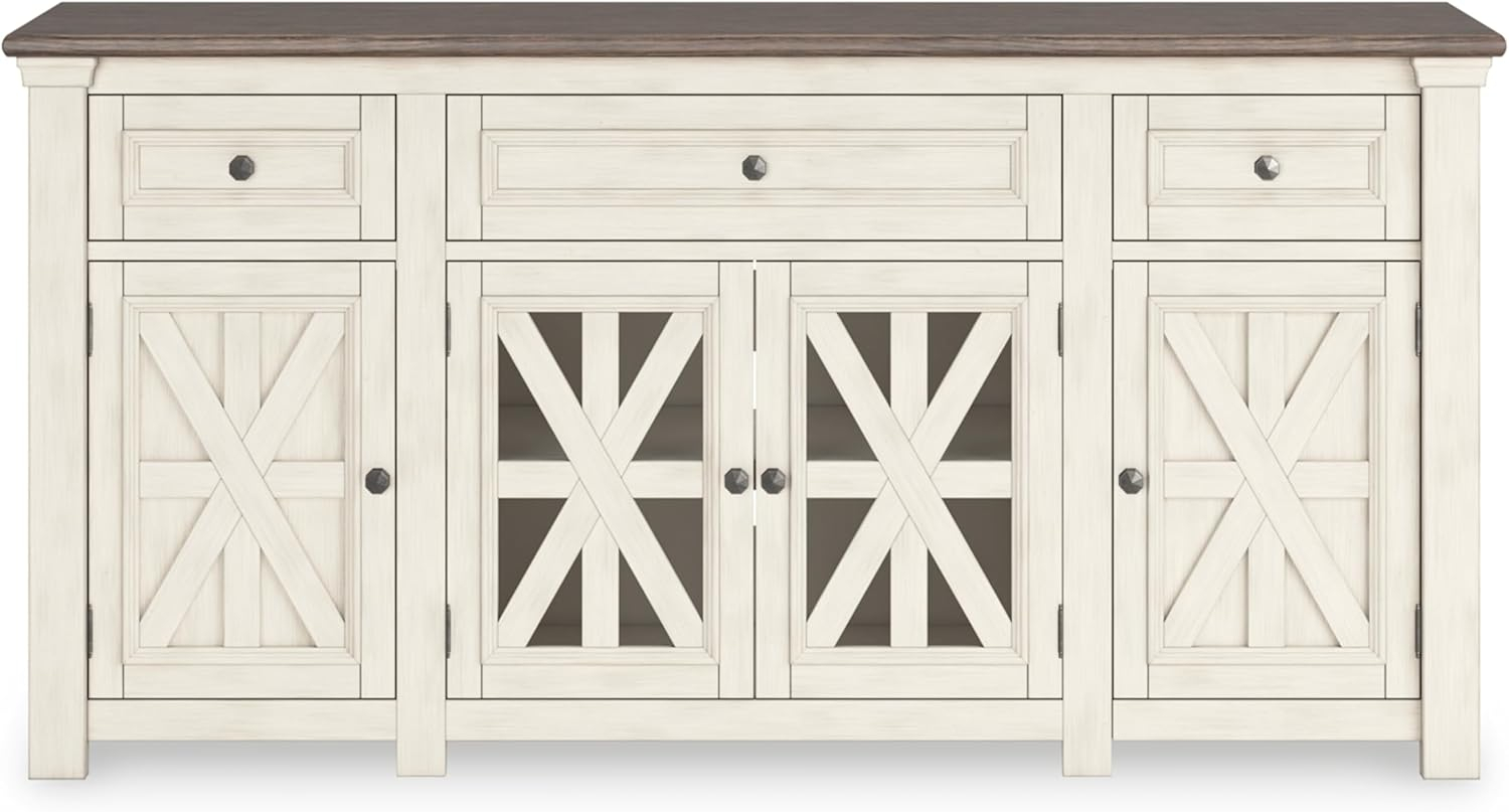 Ashley Furniture Bolanburg White & Weathered Gray 73" TV Stand for TVs up to 83"