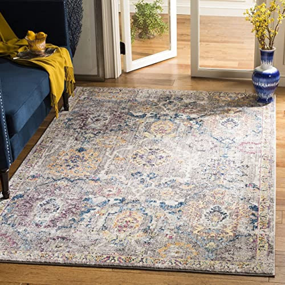SAFAVIEH Bristol Collection 8' x 10' Grey/Blue BTL347A Boho Chic Distressed Area Rug