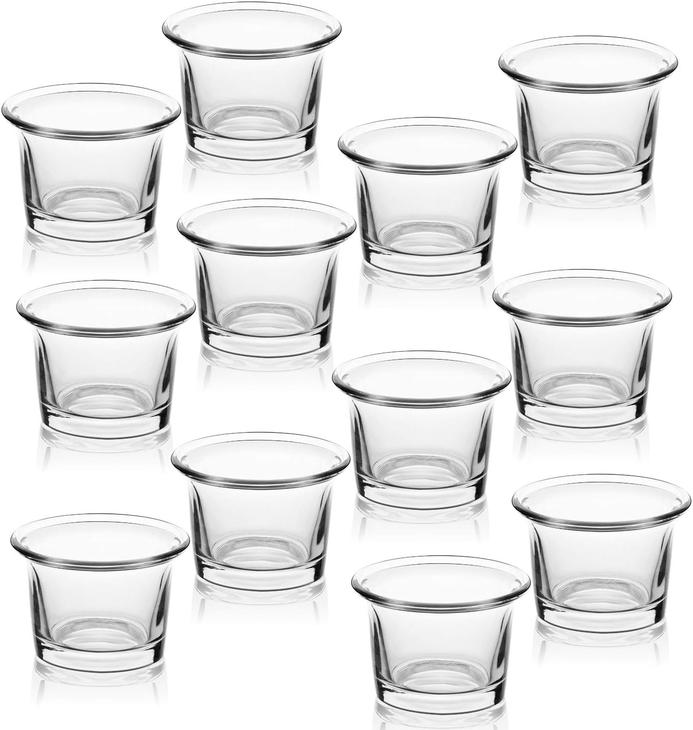 Glass Votive Candle Holders,Tealight Candle Holder for Wedding Holiday Birthday Party Dinner & Home Decor,Set of 12