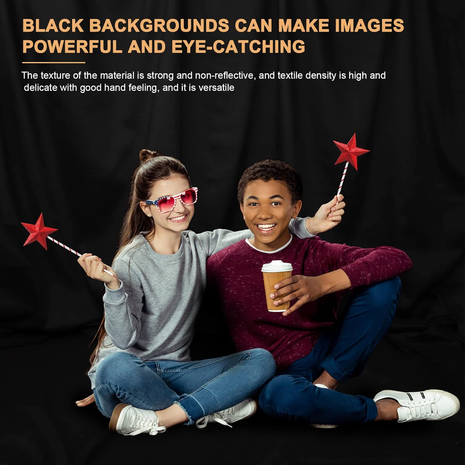 Aimosen 10x8 FT Black Backdrop Background for Photography, Chromakey High Density Polyester Fabric Black Photo Backdrop Curtain Screen Collapsible Seamless for Shoot Portraits Party Video Studio