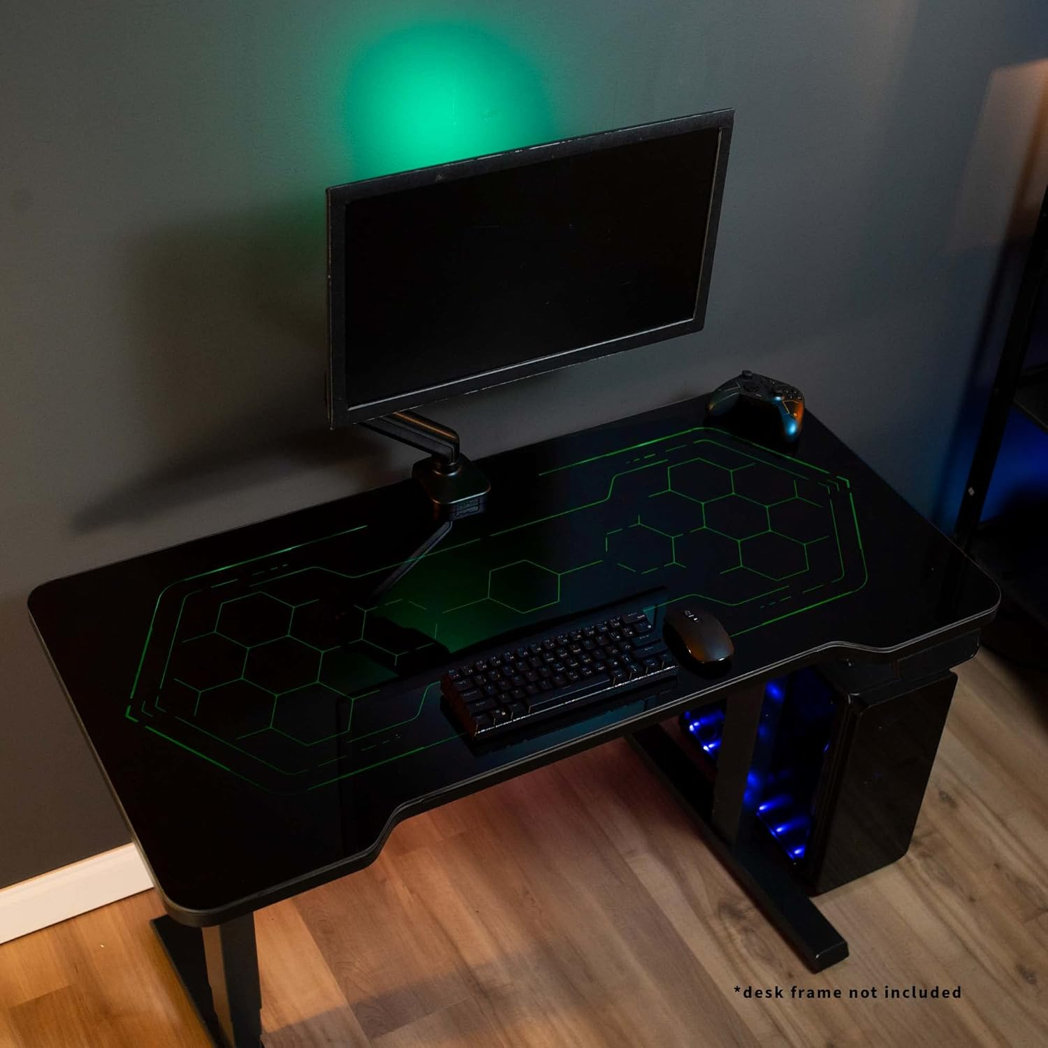 VIVO Black 48" x 24" Solid Table Top with RGB Lighting for Gaming Desks