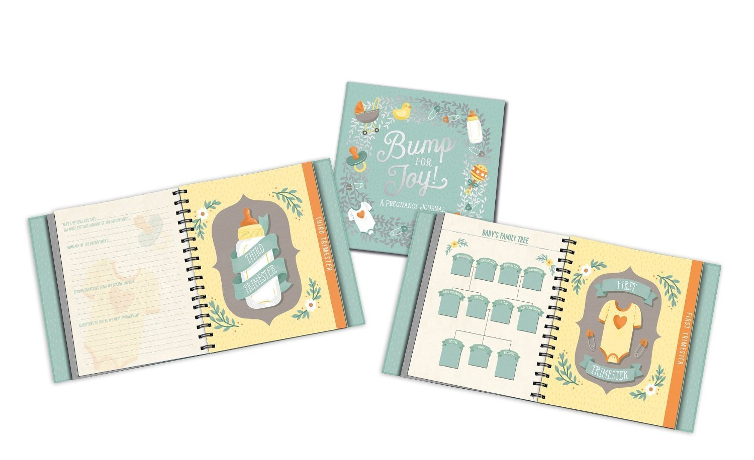 Bump for Joy Green Hardcover Pregnancy Journal with Spiral Binding